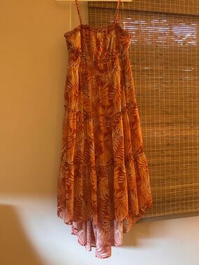 Women's Terracotta color Tropical Tiered Maxi Dress - Lightweight Summer Style